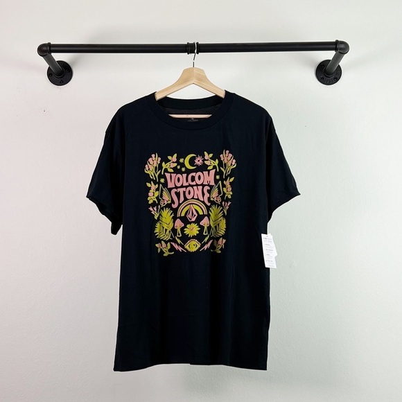 NWT Volcom Stone Tech Short Sleeve Graphic Tee T-Shirt Black Pink - Picture 5 of 7